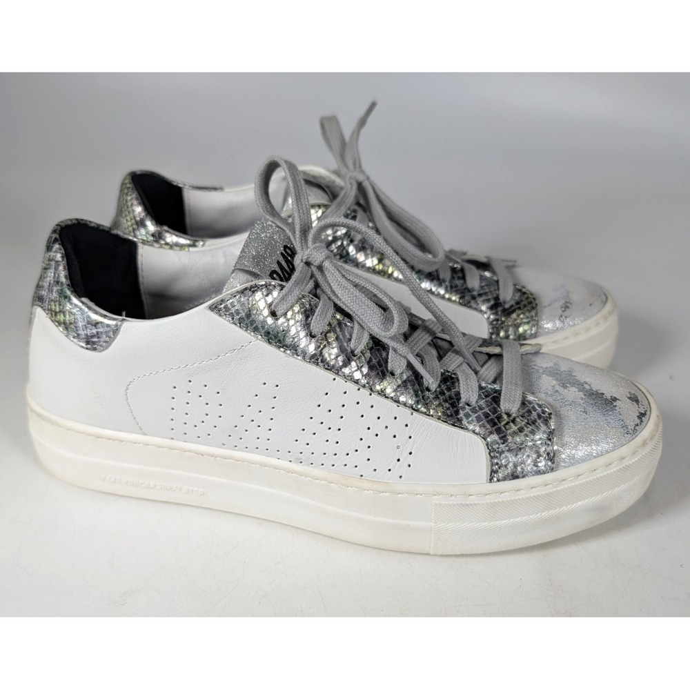 P448 Thea Women's Size 40 / 9.5-10 Sneakers Metallic White Multi Shimmer Snake